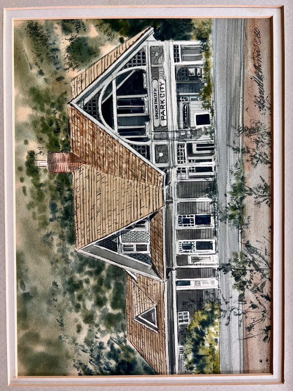 Original Watercolor Park City Utah Union Pacific Painting David B Thomas 1986 - Picture 5 of 8